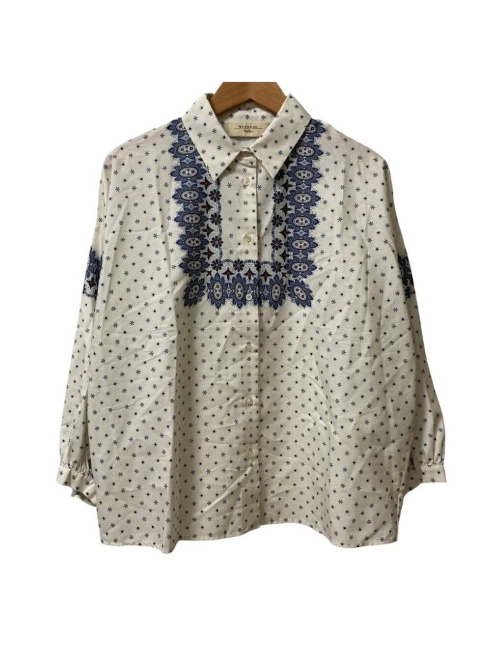 Max Mara Weekend Adda Shirt Cotton Poplin White Blue Spring Summer Fall 40